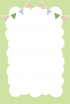 ふわふわの枠とガーランド緑（はがき縦）