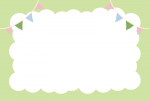 ふわふわの枠とガーランド緑（はがき横）
