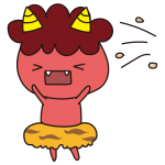 豆から逃げる赤鬼