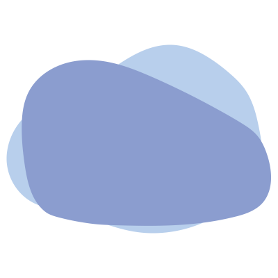 重なったいびつな丸（水色）