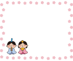 ひな人形と桃の花の枠2