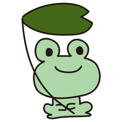 葉っぱを持つカエル