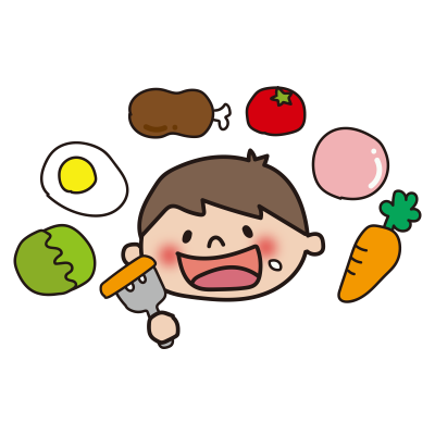 好き嫌いなく食べる男の子1の無料 フリー イラスト かわいい手描きの無料素材 てがきっず 保育園 小学校 介護施設にぴったりのフリー素材イラスト