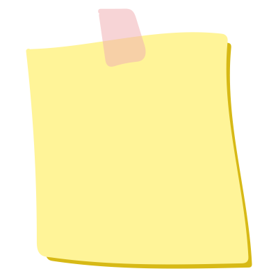 テープでとめたメモ1（黄色）