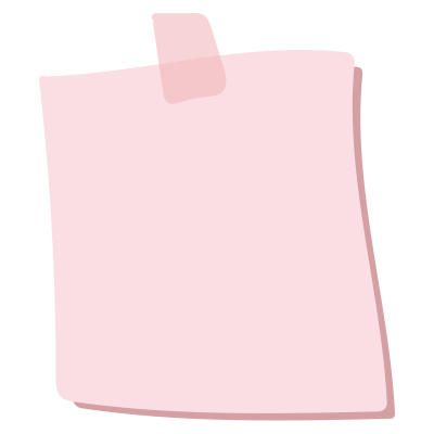 テープでとめたメモ1（ピンク）