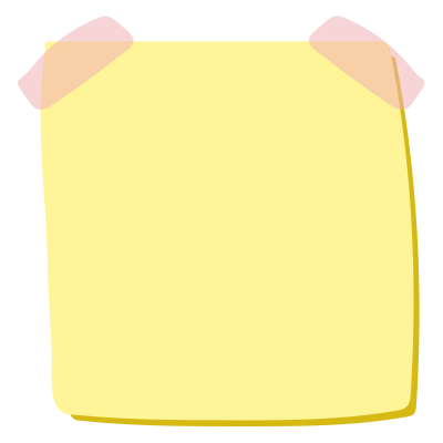 テープでとめたメモ2（黄色）