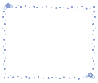 桃の花の枠1（青）