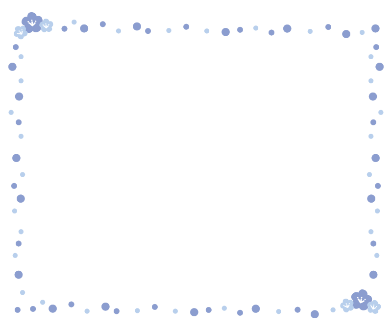 桃の花の枠1（青）