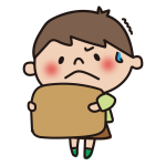 重い箱を持つ子供（男の子）