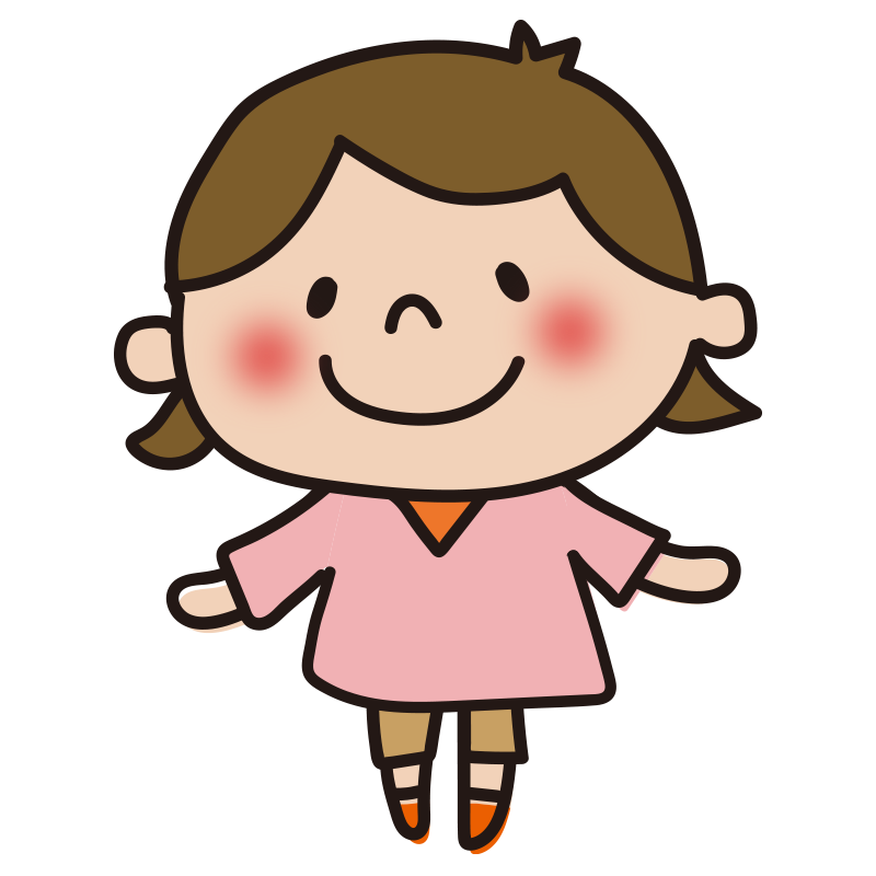 ピンクの服の女の子の無料 フリー イラスト かわいい手描きの無料素材 てがきっず 保育園 小学校 介護施設にぴったりのフリー素材イラスト