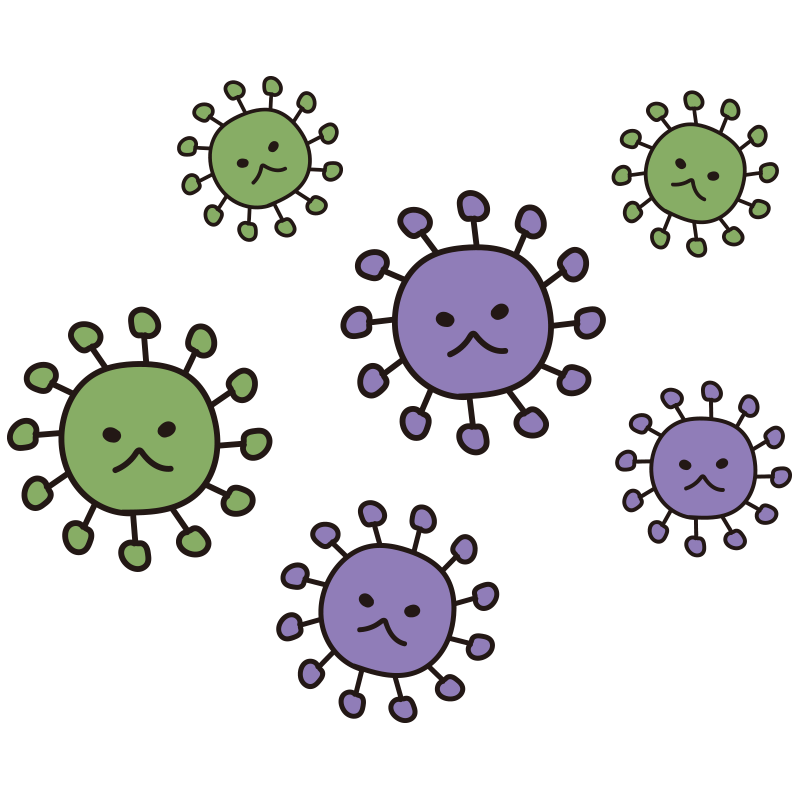 ウイルスの無料 フリー イラスト かわいい手描きの無料素材 てがきっず 保育園 小学校 介護施設にぴったりのフリー素材イラスト
