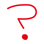 細い手書きのはてな（赤）