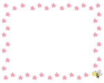 ピンクの花と蜂の枠