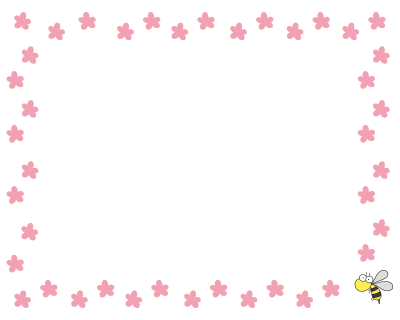 ピンクの花と蜂の枠