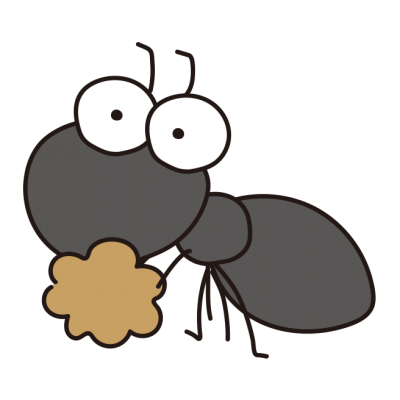 大きなおめめの食べ物を運ぶアリ