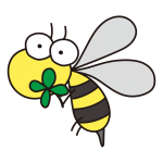 大きなおめめのクローバーを持った蜂