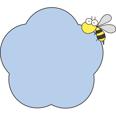 青いお花と蜂の枠