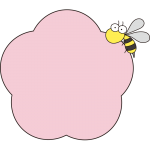 ピンクのお花と蜂の枠