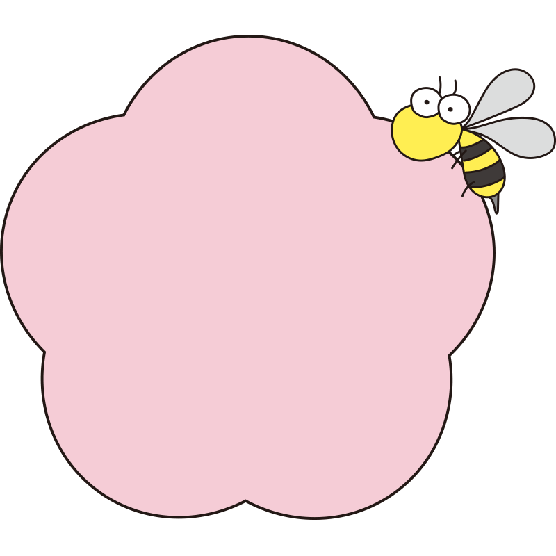 ピンクのお花と蜂の枠