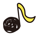 黒のぐるぐる音符（黄色）