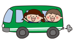 緑のバスに乗った子供