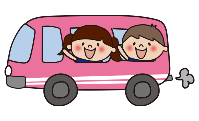 ピンクのバスに乗った子供