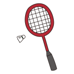 バドミントンのラケットと羽根（赤）