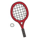 軟式テニスのラケットとボール（赤）