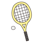 軟式テニスのラケットとボール（黄）