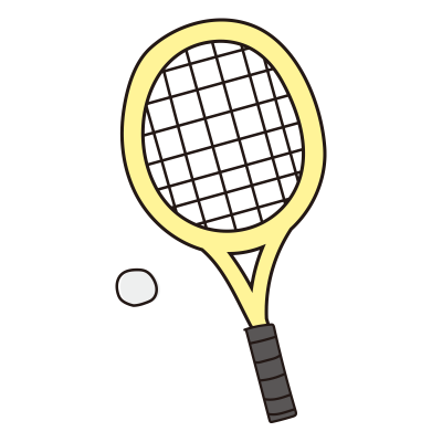 軟式テニスのラケットとボール（黄）