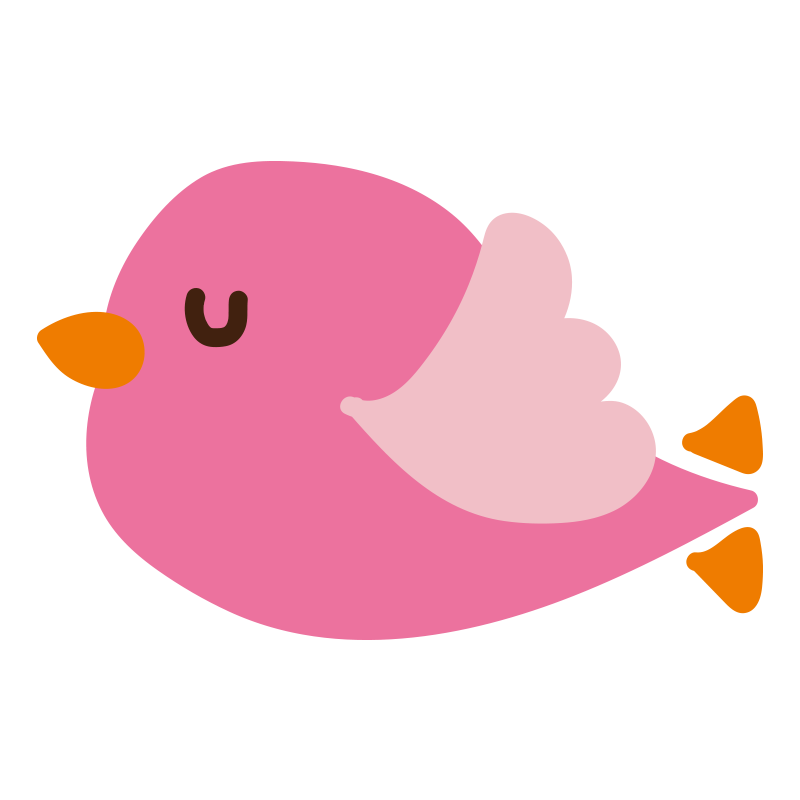 飛んでいるピンクの小鳥2の無料 フリー イラスト かわいい手描きの無料素材 てがきっず 保育園 小学校 介護施設にぴったりのフリー素材イラスト