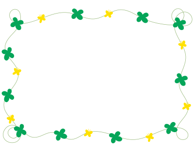 四葉のクローバーと蝶々の枠