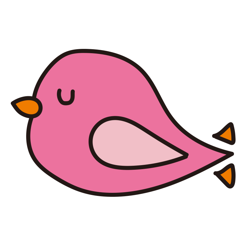 休んでいるピンクの小鳥1の無料 フリー イラスト てがきっず 可愛い手描きイラスト 保育園 小学校 Pta向けのフリー素材