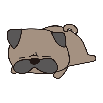 寝ているパグ