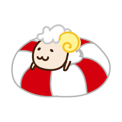 浮き輪に乗るヒツジ