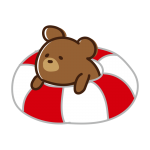 浮き輪に乗るクマ