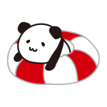 浮き輪に乗るパンダ
