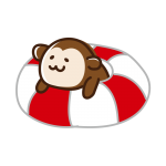 浮き輪に乗るサル