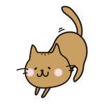 伸びをする茶色い猫