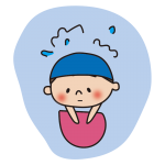 ばた足する子供（男の子）