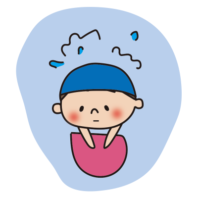 ばた足する子供（男の子）