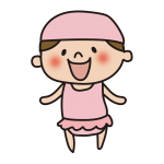 スイミングキャップをかぶった水着の子供（女の子1）