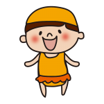 スイミングキャップをかぶった水着の子供（女の子2）