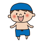 スイミングキャップをかぶった水着の子供（男の子2）