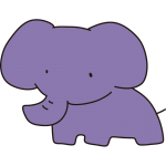 ゆるい紫のゾウ（全身）
