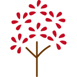 葉っぱがパッとなった木（赤）