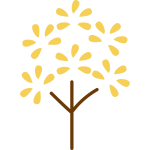 葉っぱがパッとなった木（黄）