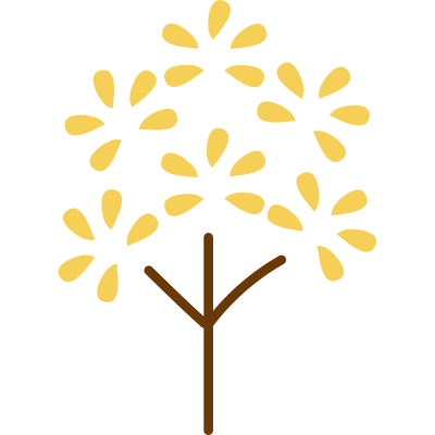 葉っぱがパッとなった木（黄）