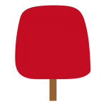 四角い秋の木（赤）2