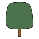 四角い秋の木（緑）1